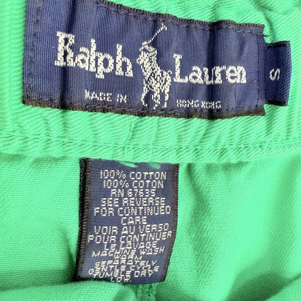 VTG Polo Ralph Lauren Men's Shorts SZ-Small Green Elastic Waist Casual Summer